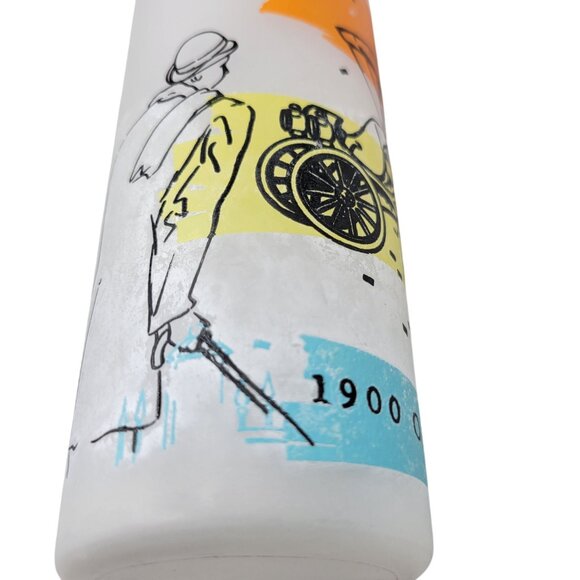 Vintage Anchor Hocking 1960s Frosted Glasses Antique Autos Design 16 Oz Set of 6 - Picture 8 of 8